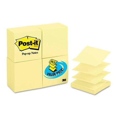 Post-it¬Æ Pop-up Notes Pop-Up Note Refills, 3 X 3, Yellow, 100 Sheets, 24/Pack